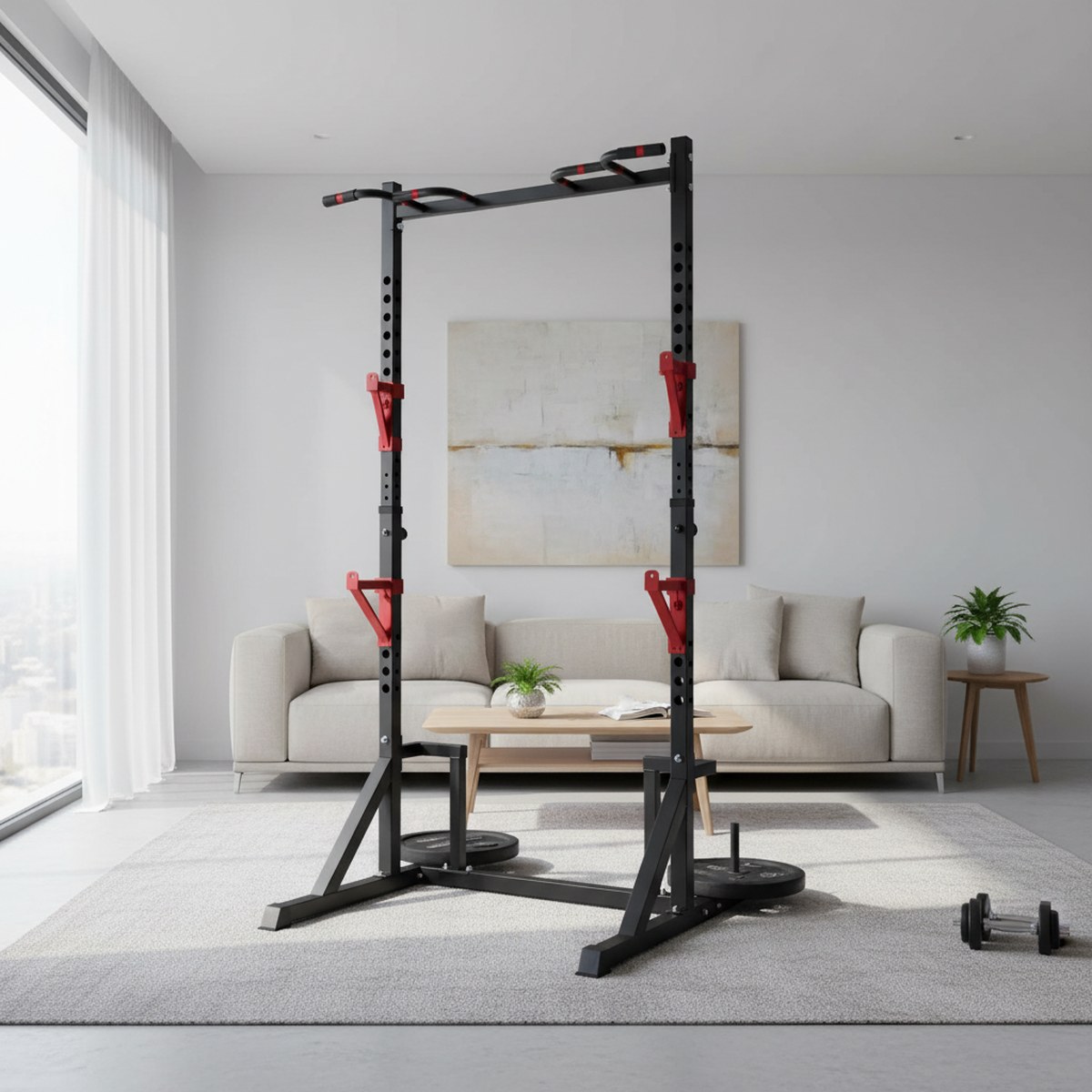 Adjustable Power Rack with Pul - Home Gym Rack 评论和价格