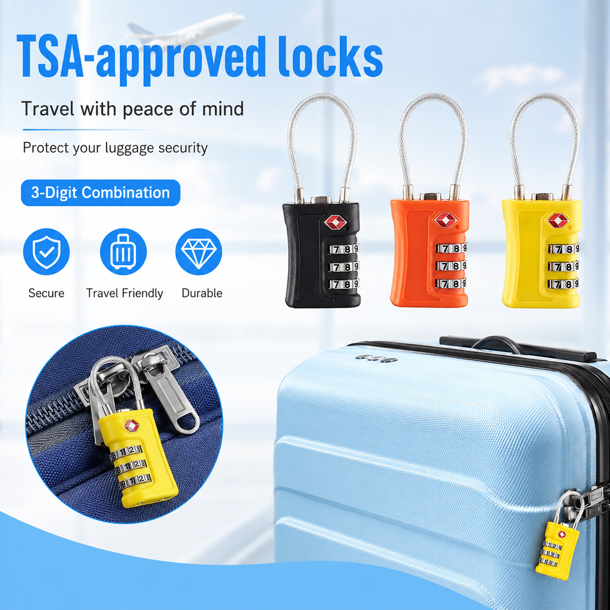 TSA Approved Luggage Lock 3 Di - Home Gym Ideas 评论和价格