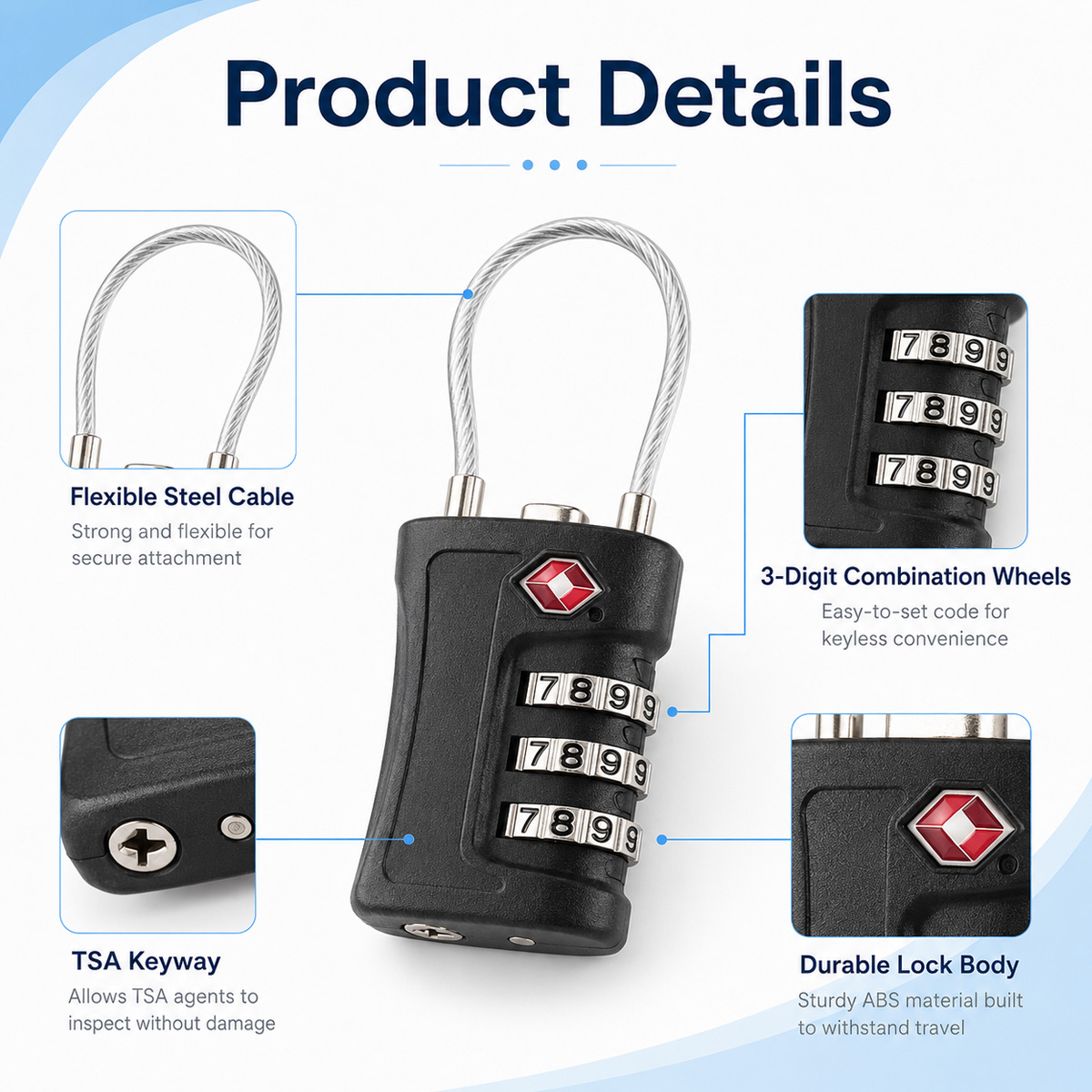 TSA Approved Luggage Lock 3 Di - Home Gym Ideas 评论和价格