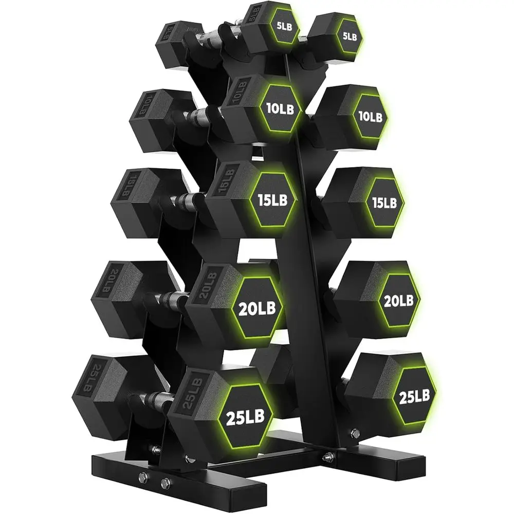 Hex Dumbbells with A-E Rack, 1 - Home Gym Rack 评论和价格