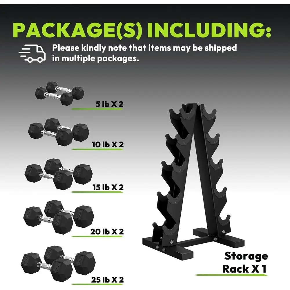 Hex Dumbbells with A-E Rack, 1 - Home Gym Rack 评论和价格