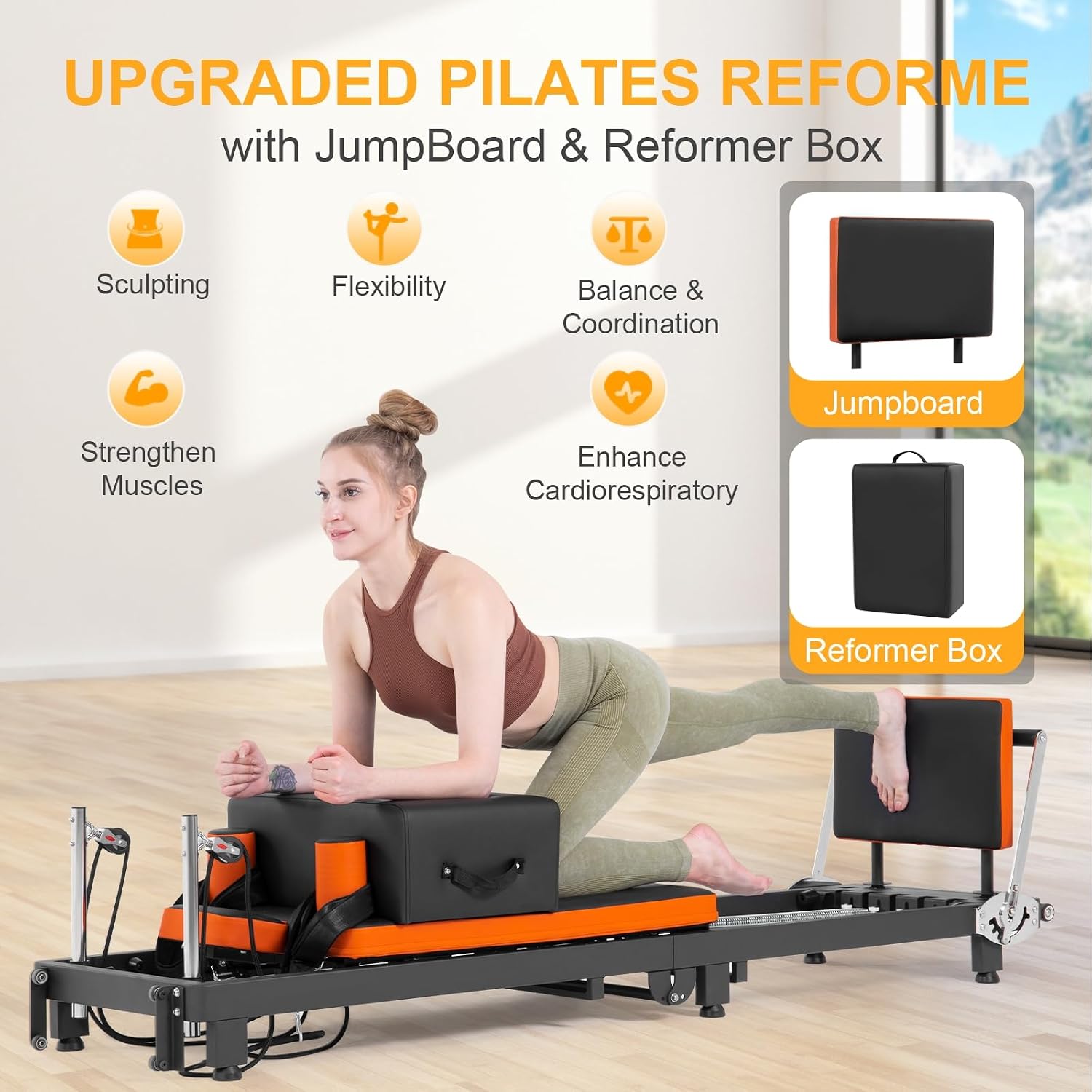 Pilates Reformer, Foldable Pil - Home Gym Jump Box 评论和价格
