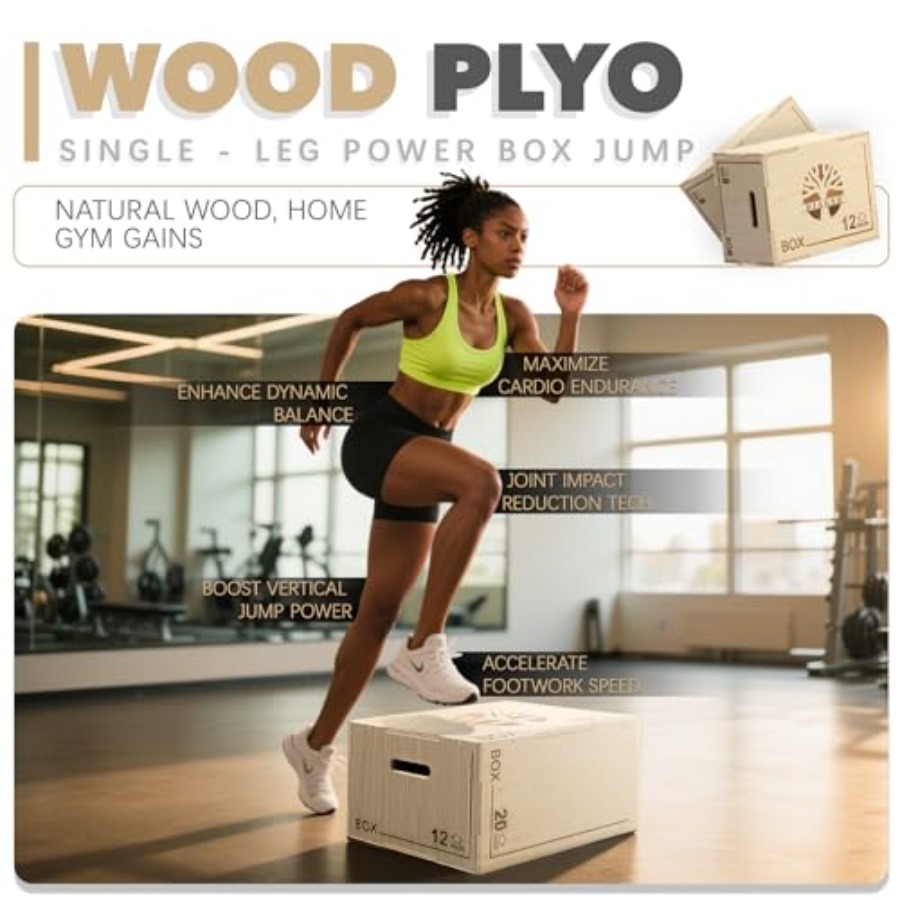 Plyo Box - 3-in-1 wood plyomet - Home Gym Jump Box 评论和价格