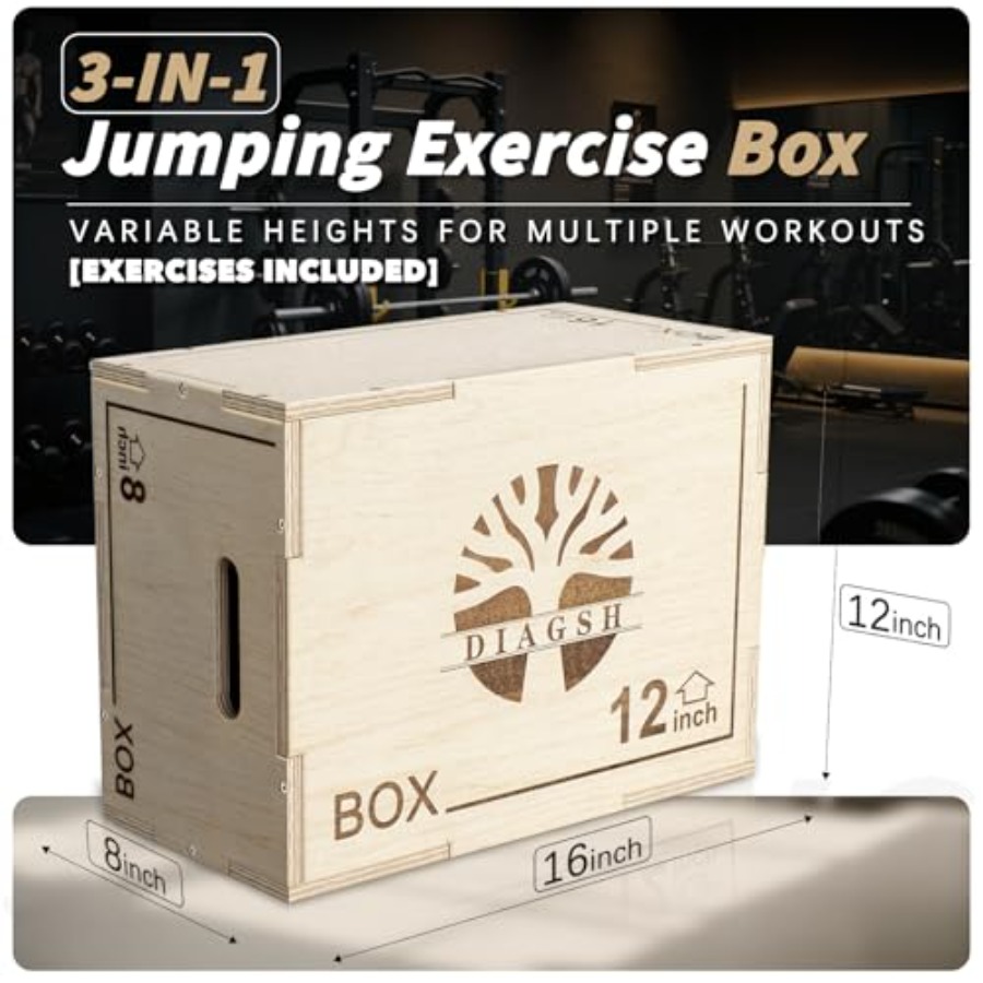 Plyo Box - 3-in-1 wood plyomet - Home Gym Jump Box 评论和价格