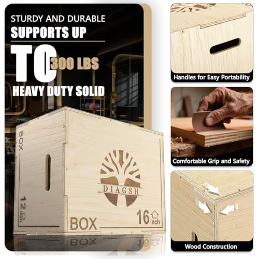 Plyo Box - 3-in-1 wood plyomet - Home Gym Jump Box 评论和价格